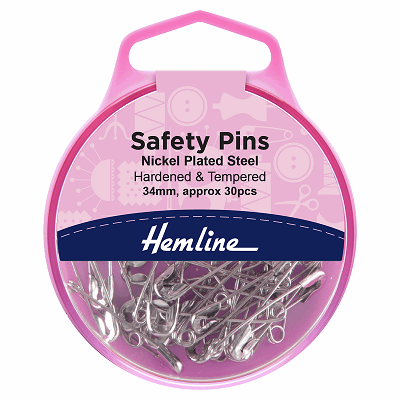 H410.1 Safety Pins: 34mm: Nickel: 30 Pieces.. 